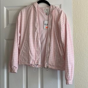 Pink and white gingham windbreaker